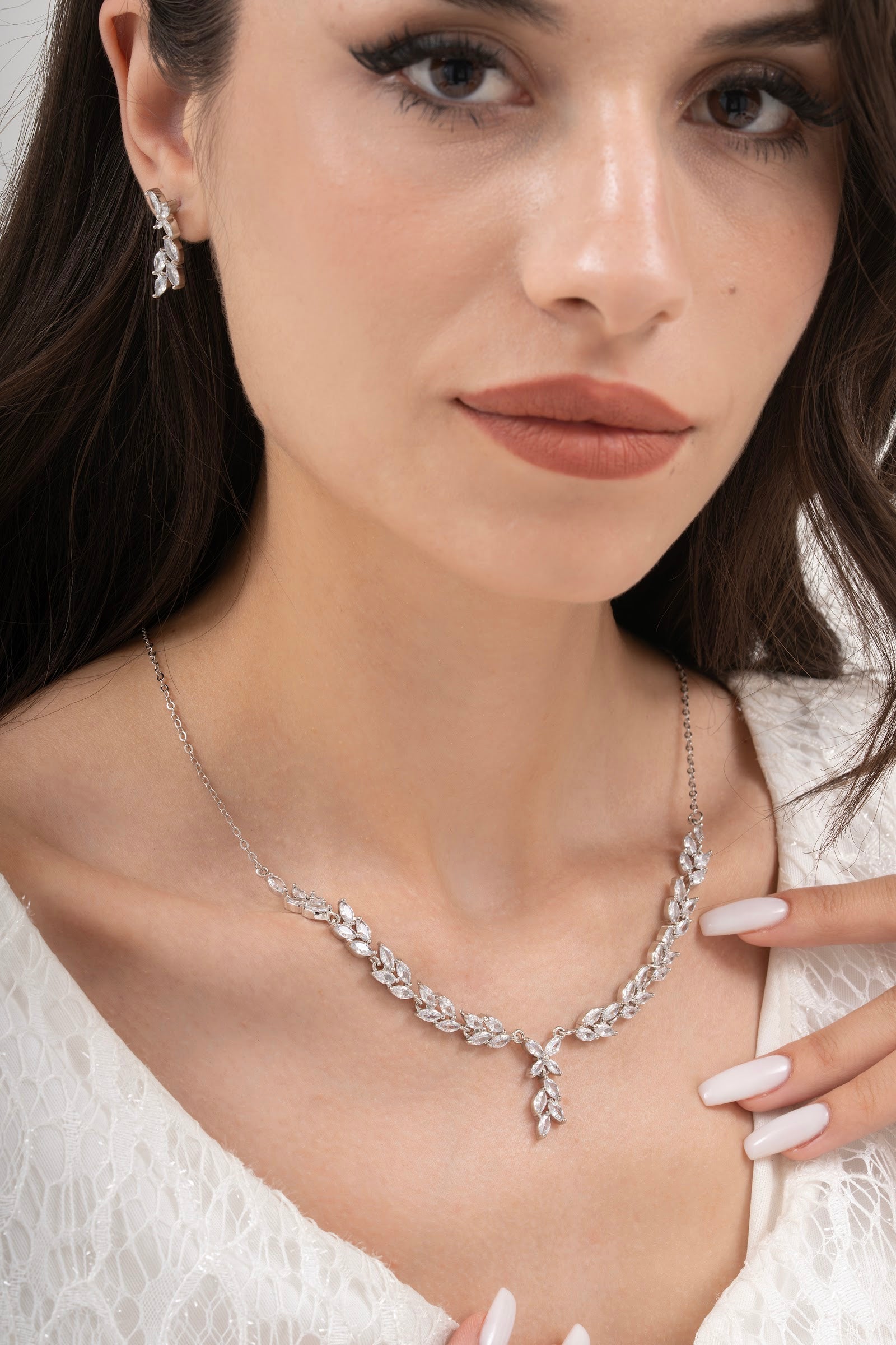 MİREL 7148 Zirkon Taşlı Gelin Seti Fashion Jewelry Set product photo 1