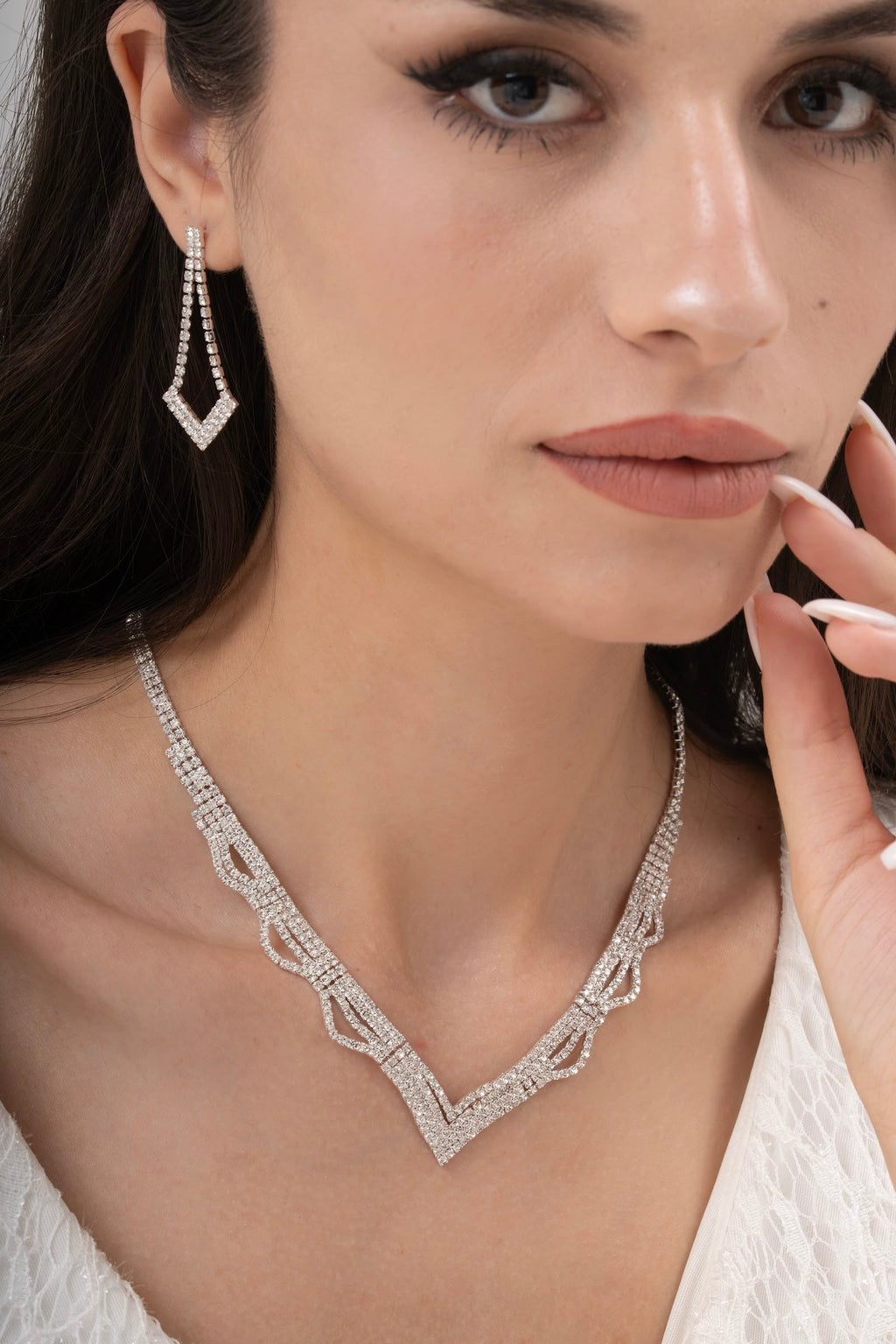 MİREL 7009 Zirkon Taşlı Gelin Seti Fashion Jewelry Set product photo 1