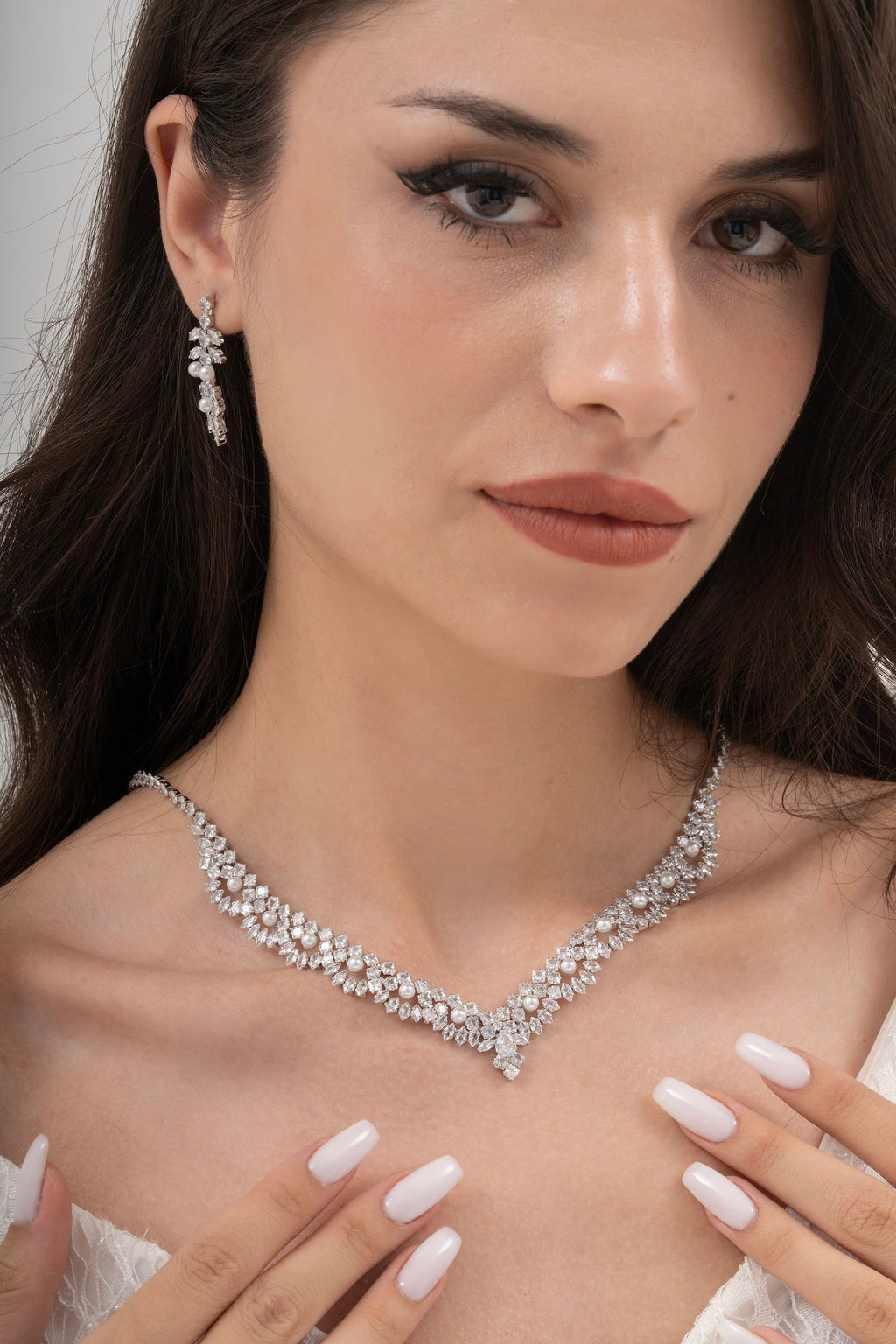 MİREL 7162 Zirkon Taşlı Gelin Seti Fashion Jewelry Set product photo 1