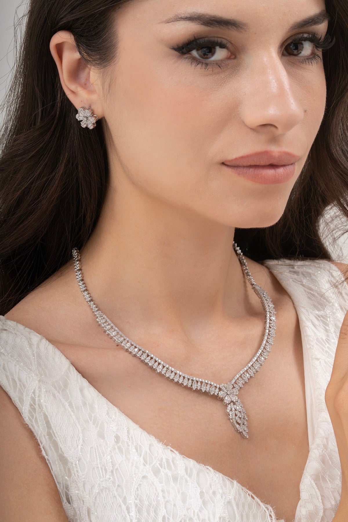 MİREL 7094 Zirkon Taşlı Gelin Seti Fashion Jewelry Set product photo 1