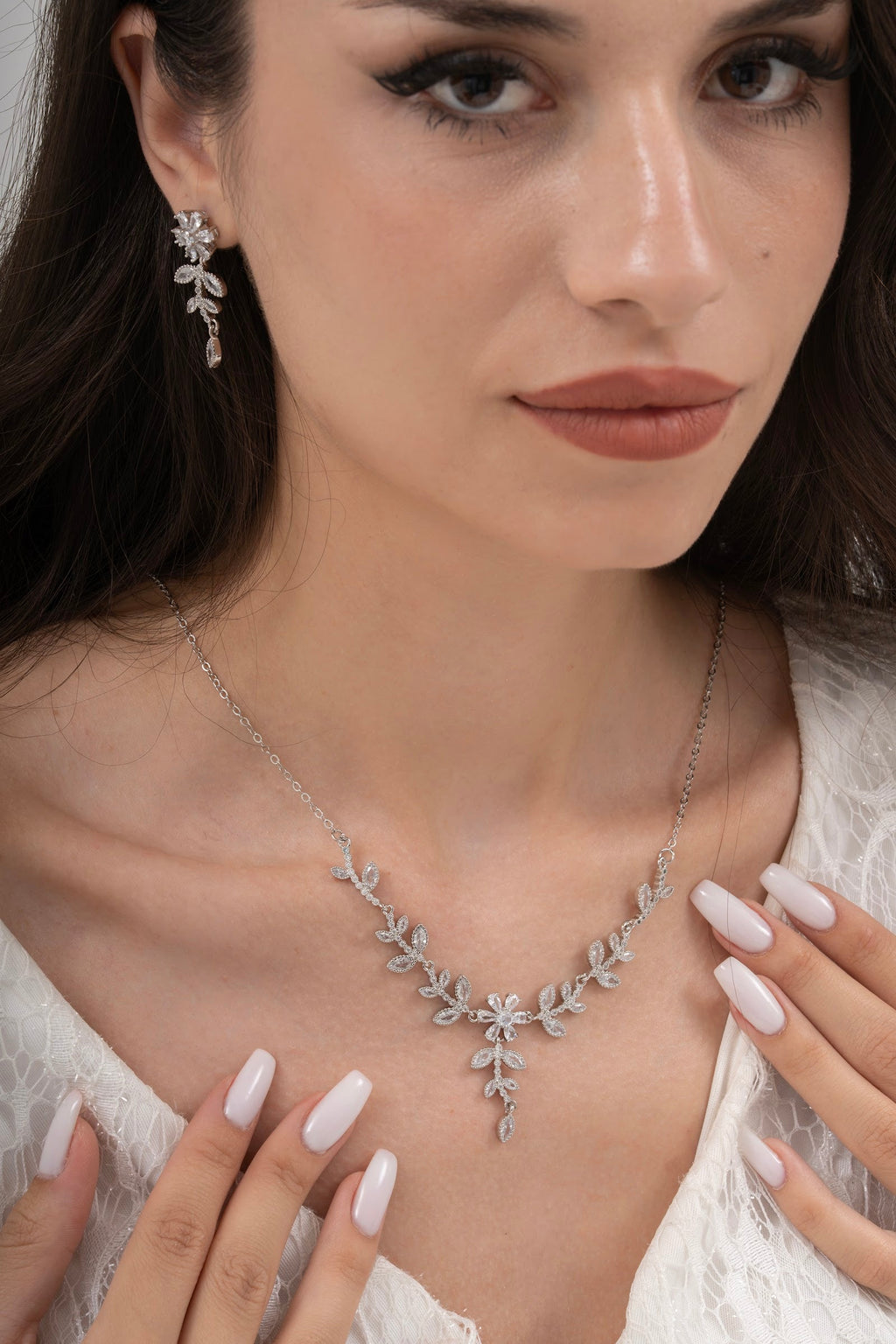 MİREL 7163 Zirkon Taşlı Gelin Seti Fashion Jewelry Set product photo 1