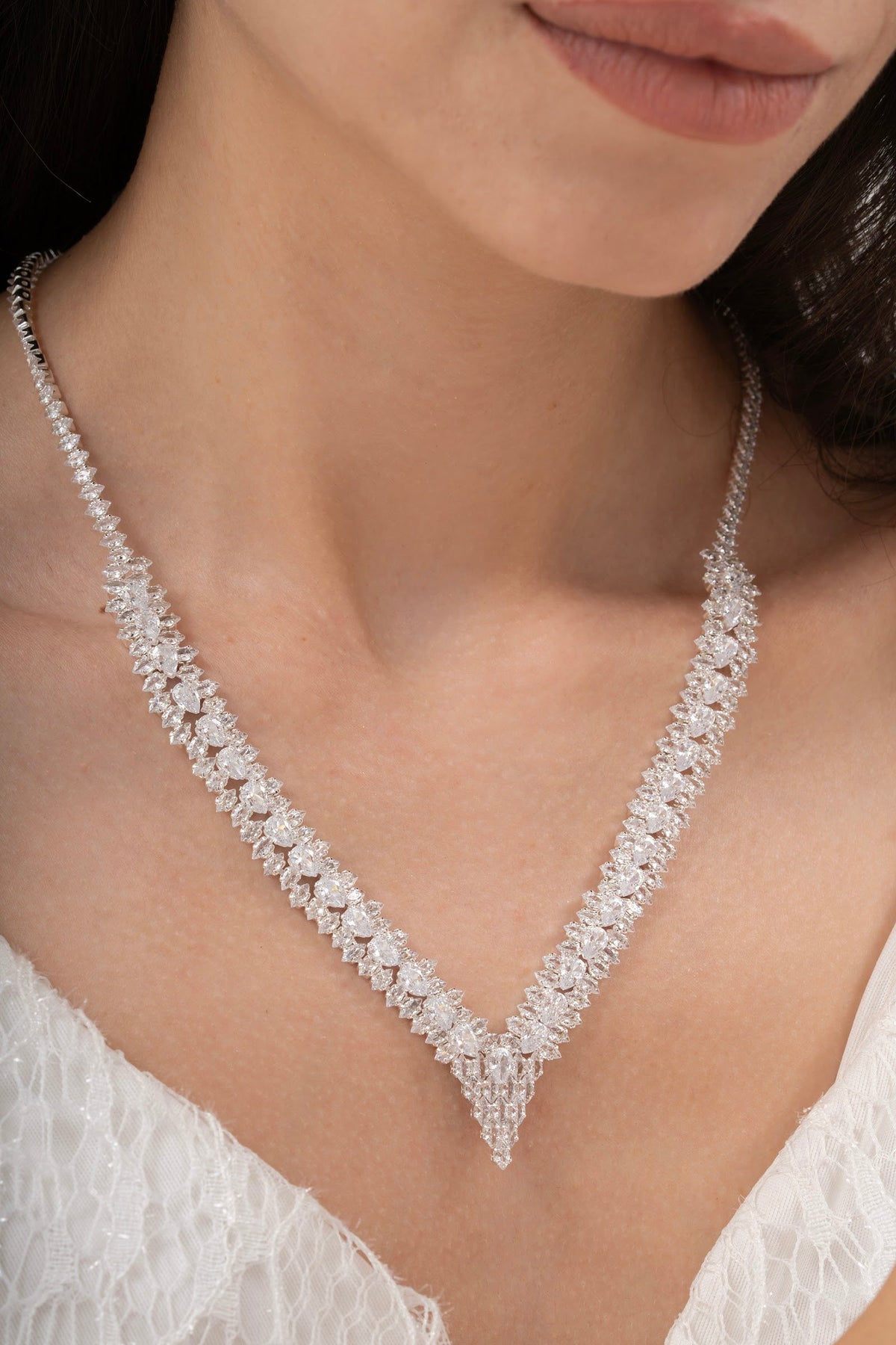 MİREL 7075 Zirkon Taşlı Gelin Seti Fashion Jewelry Set product photo 2