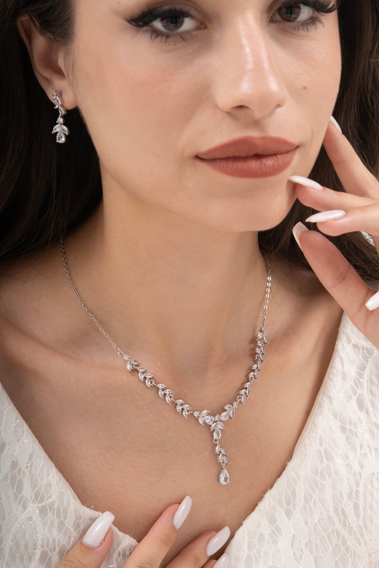 MİREL 7138 Zirkon Taşlı Gelin Seti Fashion Jewelry Set product photo 1