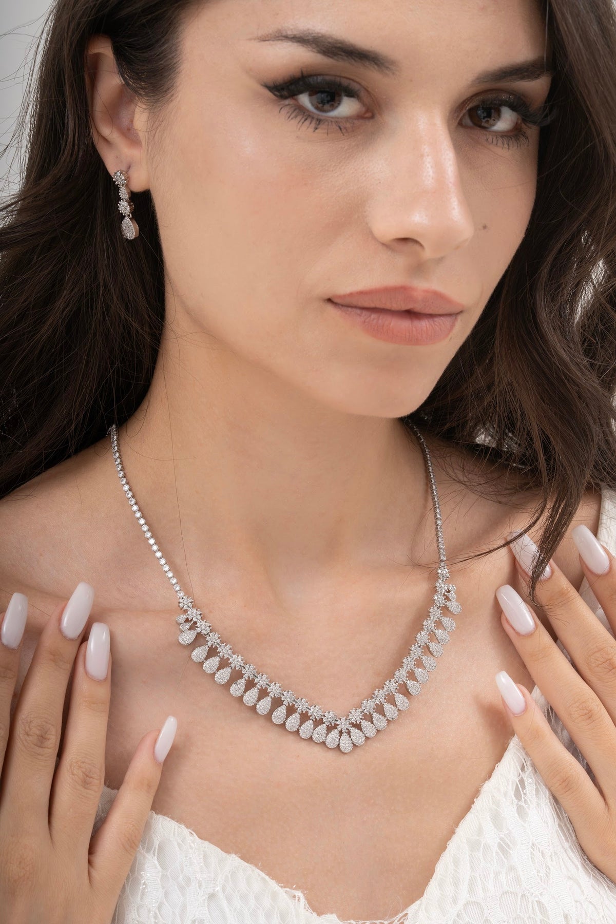 MİREL 7086 Zirkon Taşlı Gelin Seti Fashion Jewelry Set product photo 1