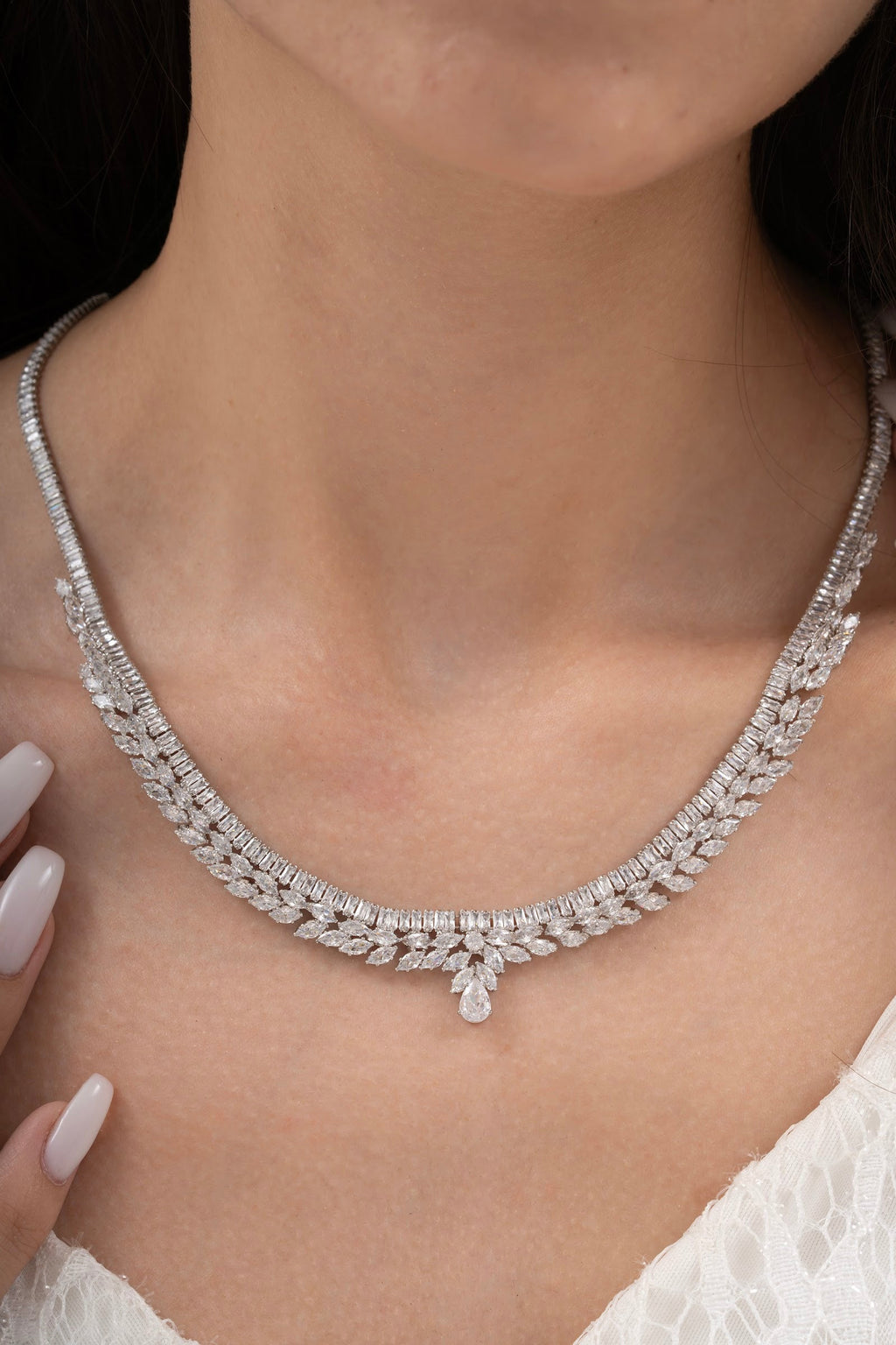 MİREL 7124 Zirkon Taşlı Gelin Seti Fashion Jewelry Set product photo 2