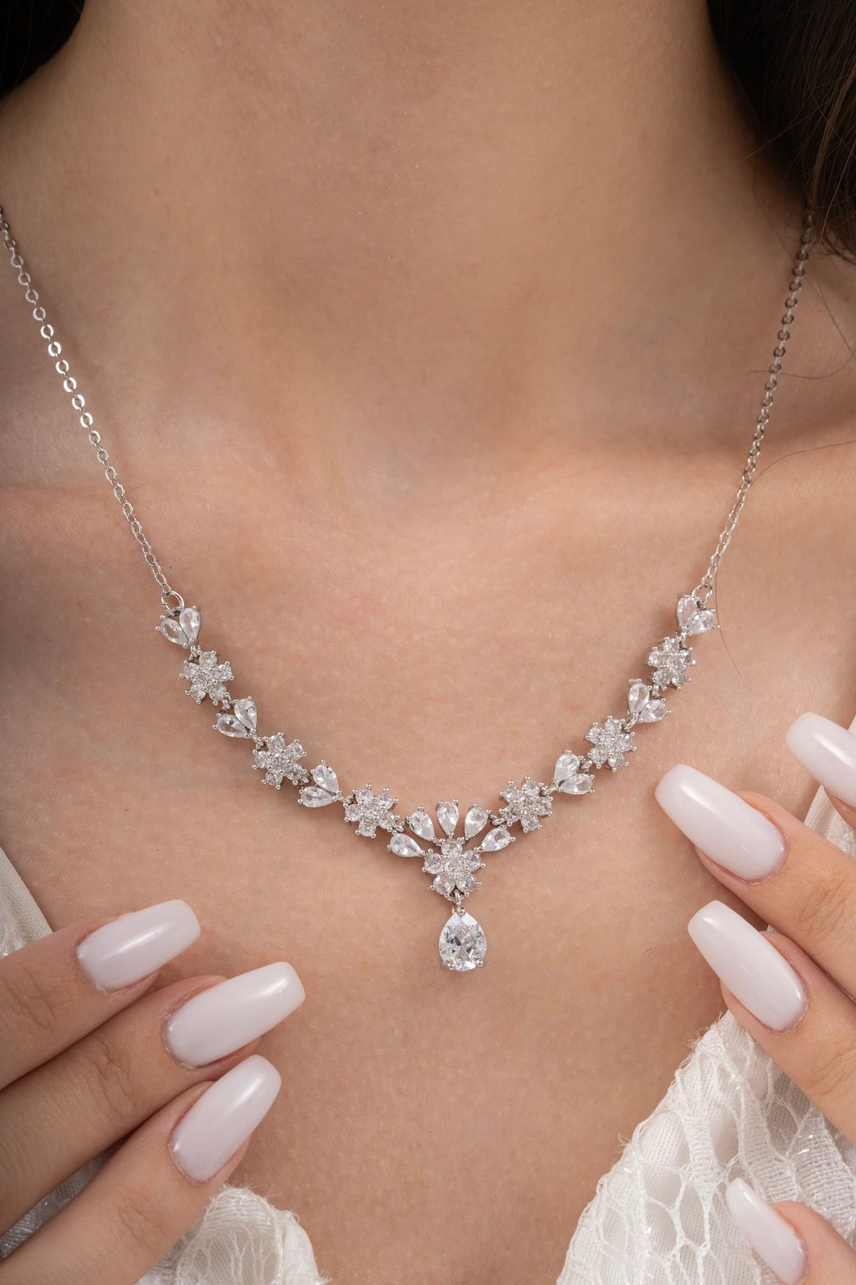 MİREL 7098 Zirkon Taşlı Gelin Seti Fashion Jewelry Set product photo 2