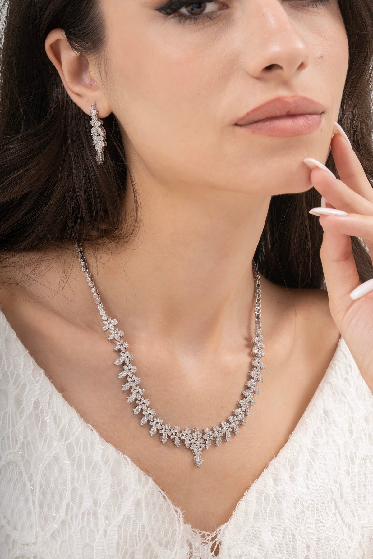 MİREL 7096 Zirkon Taşlı Gelin Seti Fashion Jewelry Set product photo 1