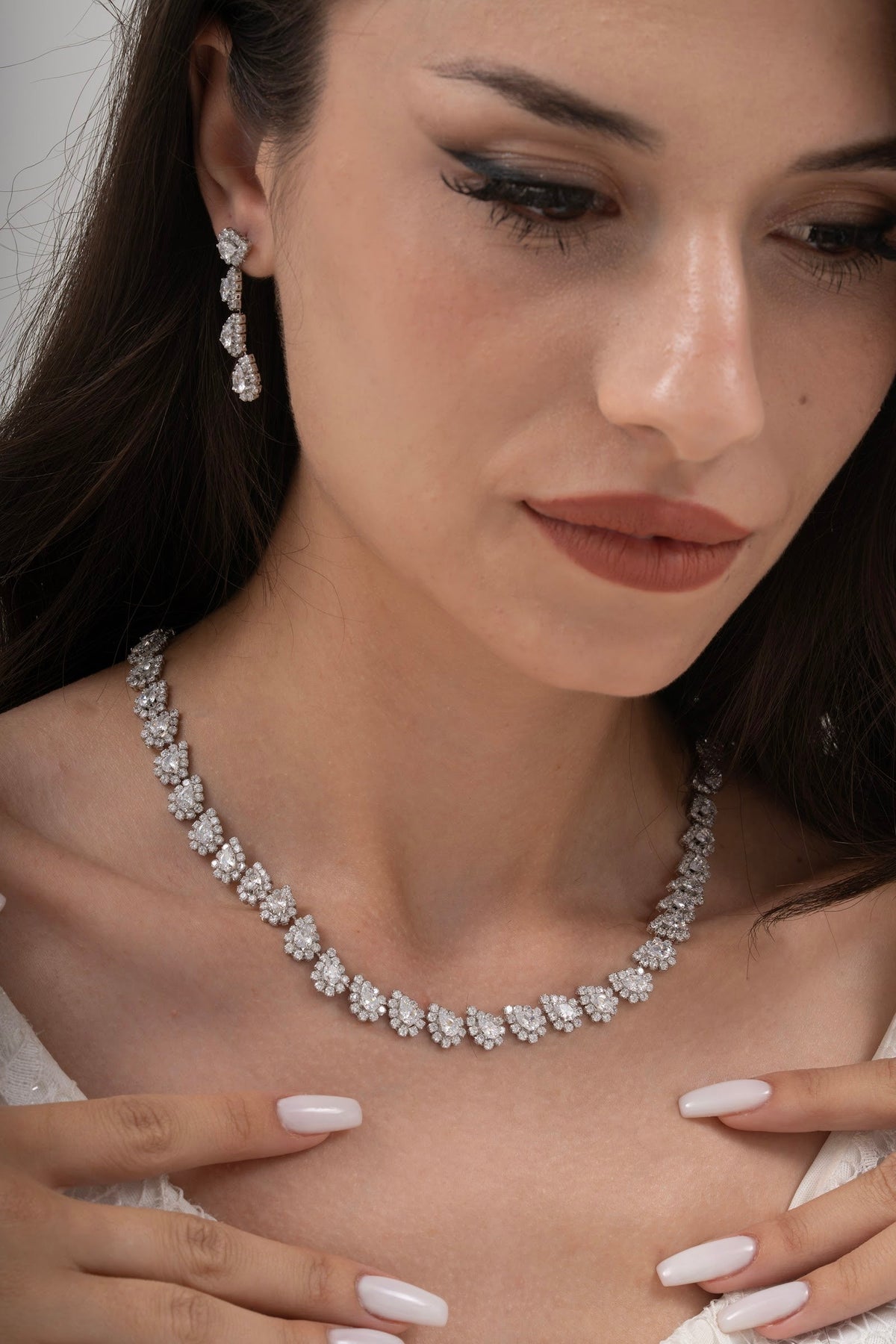 MİREL 7159 Zirkon Taşlı Gelin Seti Fashion Jewelry Set product photo 1