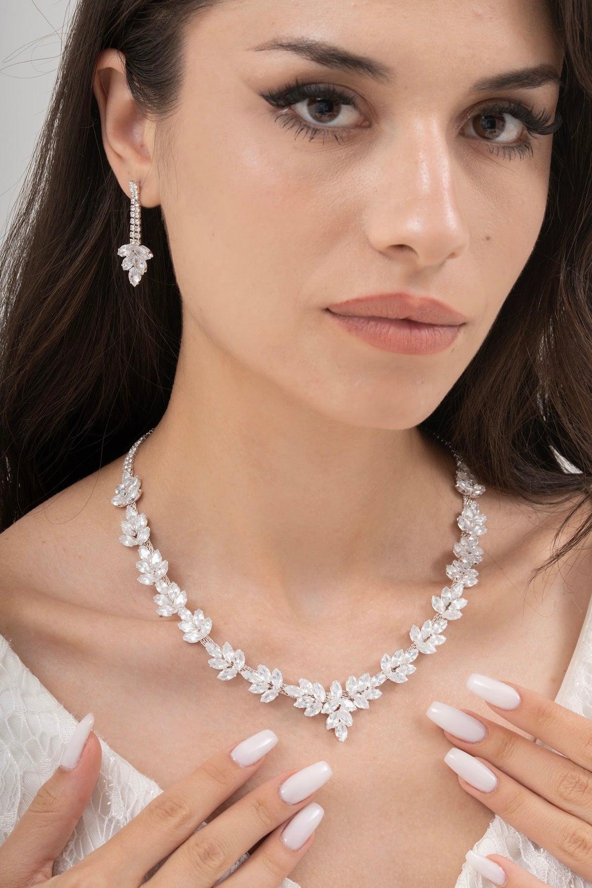 MİREL 7079 Zirkon Taşlı Gelin Seti Fashion Jewelry Set product photo 1