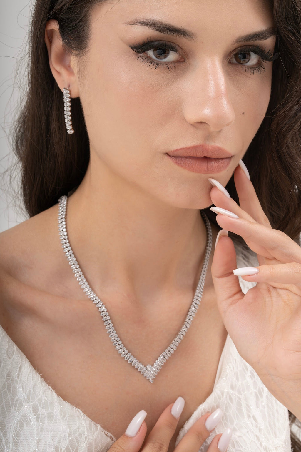 MİREL 7057 Zirkon Taşlı Gelin Seti Fashion Jewelry Set product photo 1