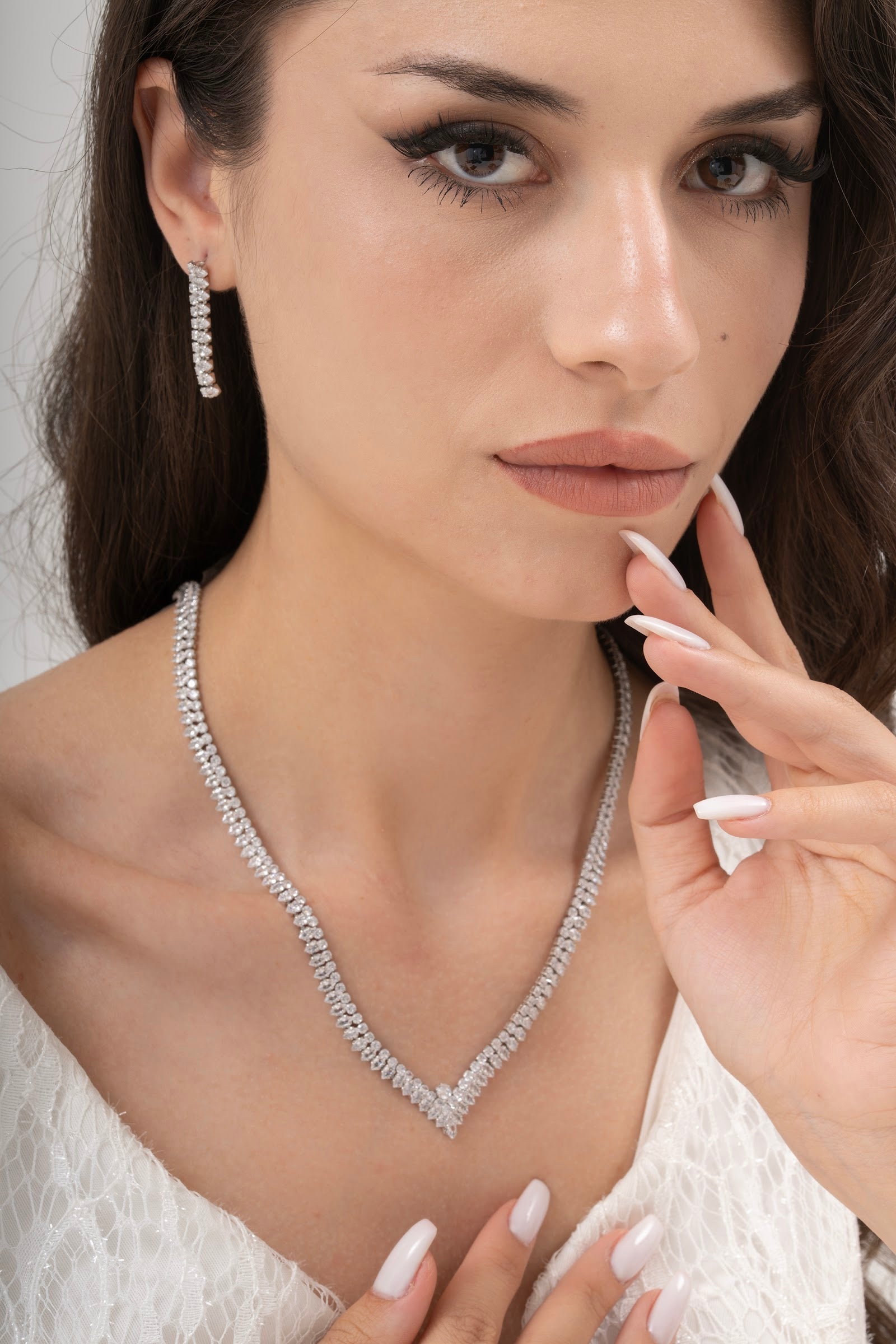 MİREL 7057 Zirkon Taşlı Gelin Seti Fashion Jewelry Set product photo 1