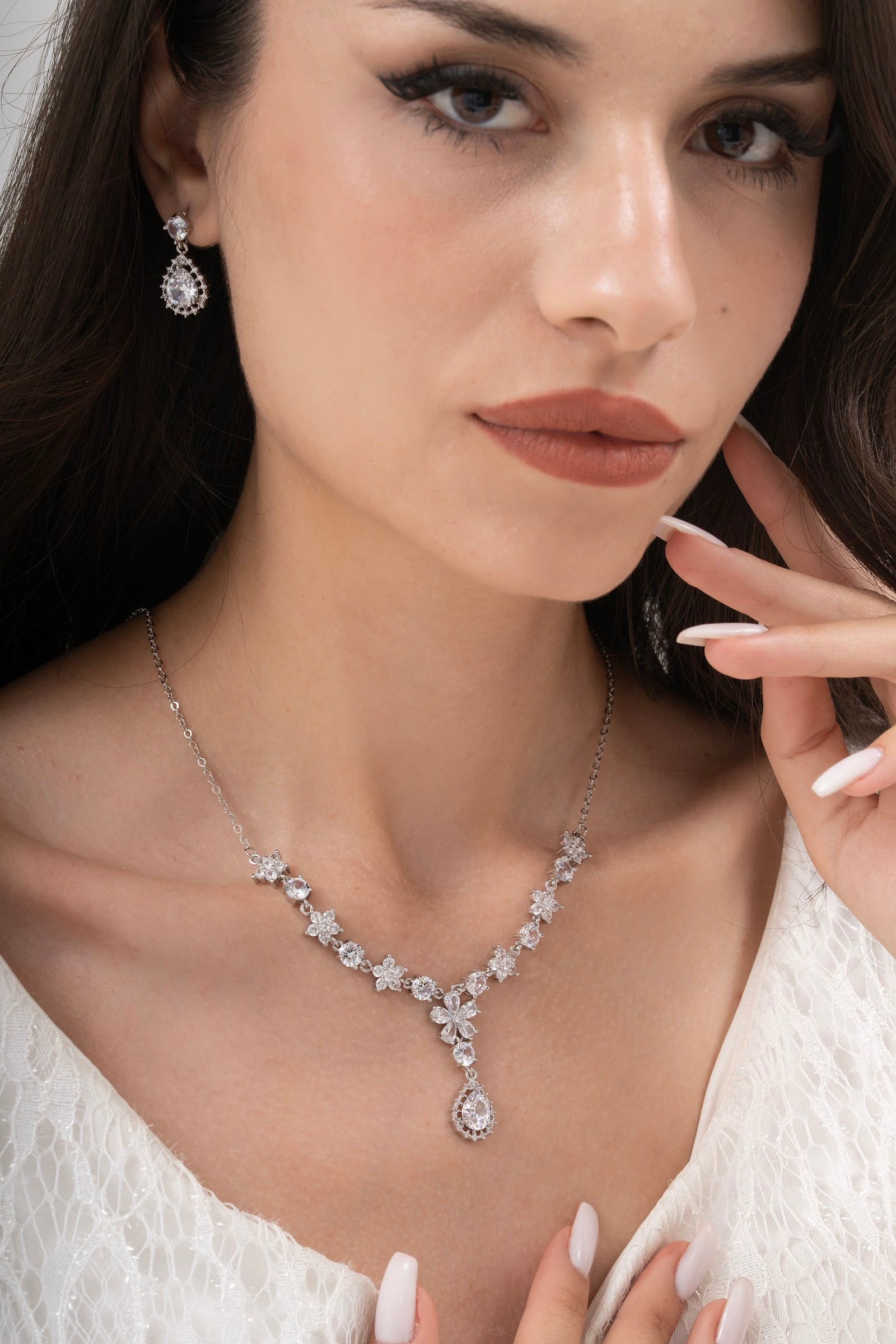 MİREL 7144 Zirkon Taşlı Gelin Seti Fashion Jewelry Set product photo 1