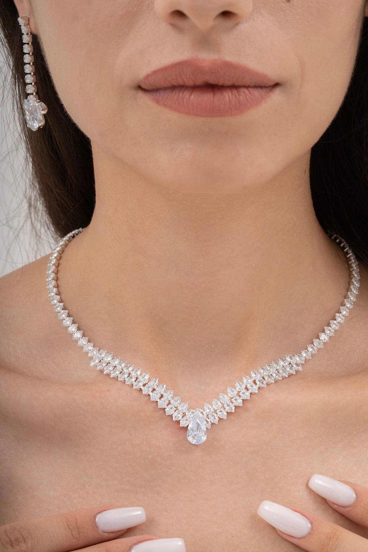 MİREL 7058 Zirkon Taşlı Gelin Seti Fashion Jewelry Set product photo 2
