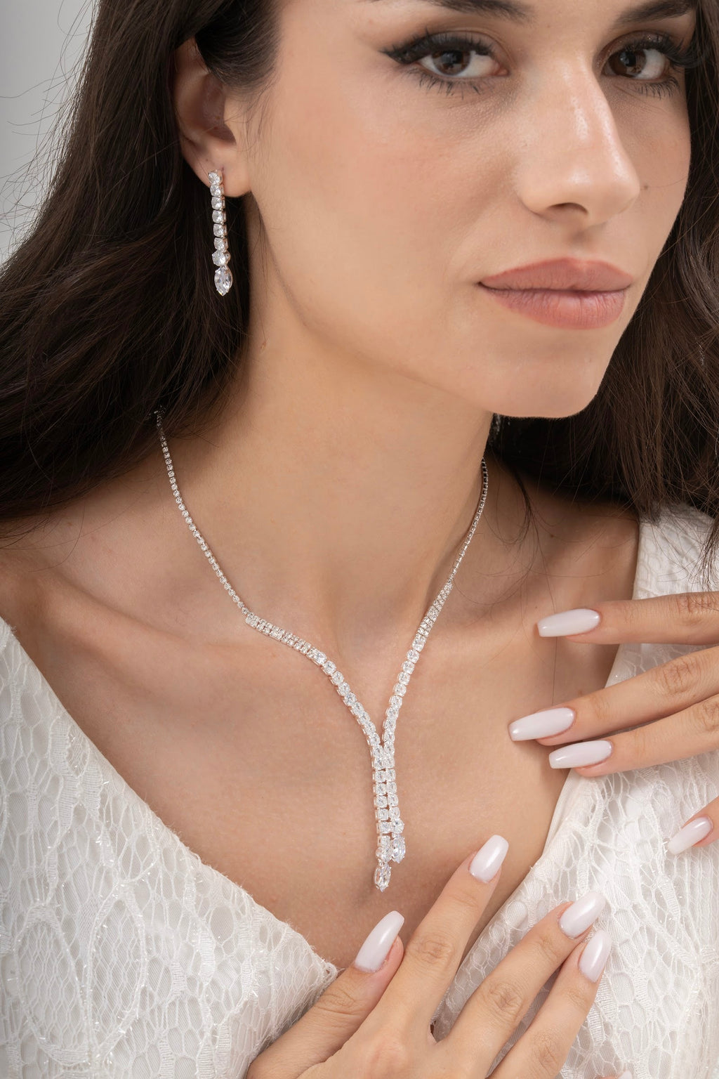 MİREL 7093 Zirkon Taşlı Gelin Seti Fashion Jewelry Set product photo 1