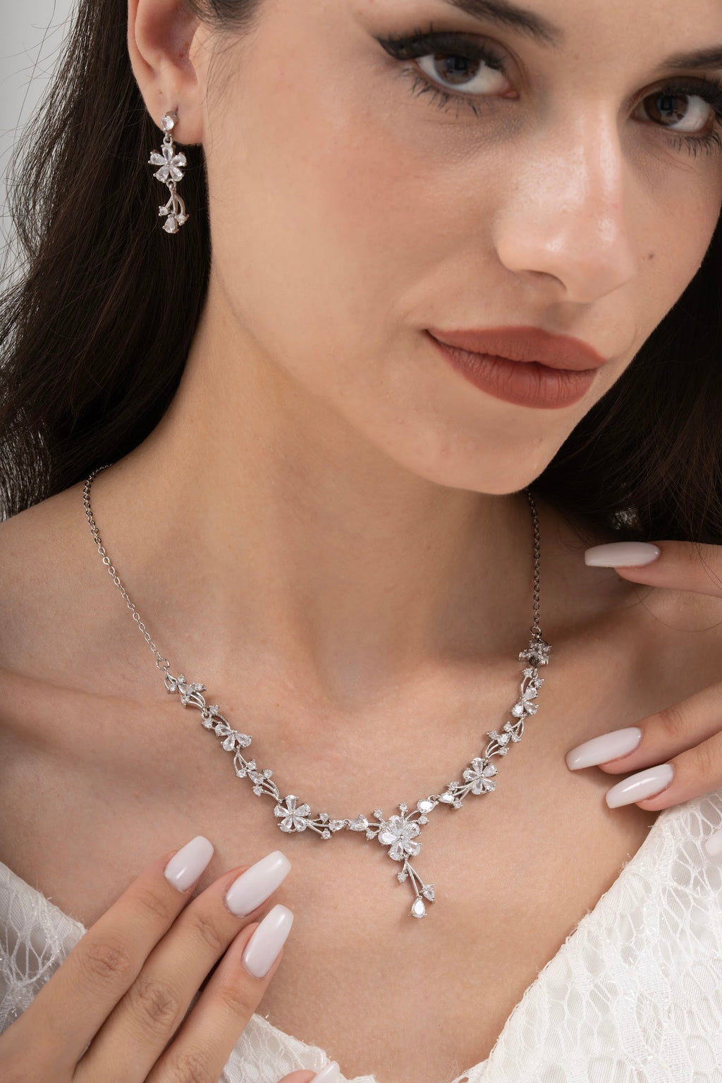 MİREL 7136 Zirkon Taşlı Gelin Seti Fashion Jewelry Set product photo 1
