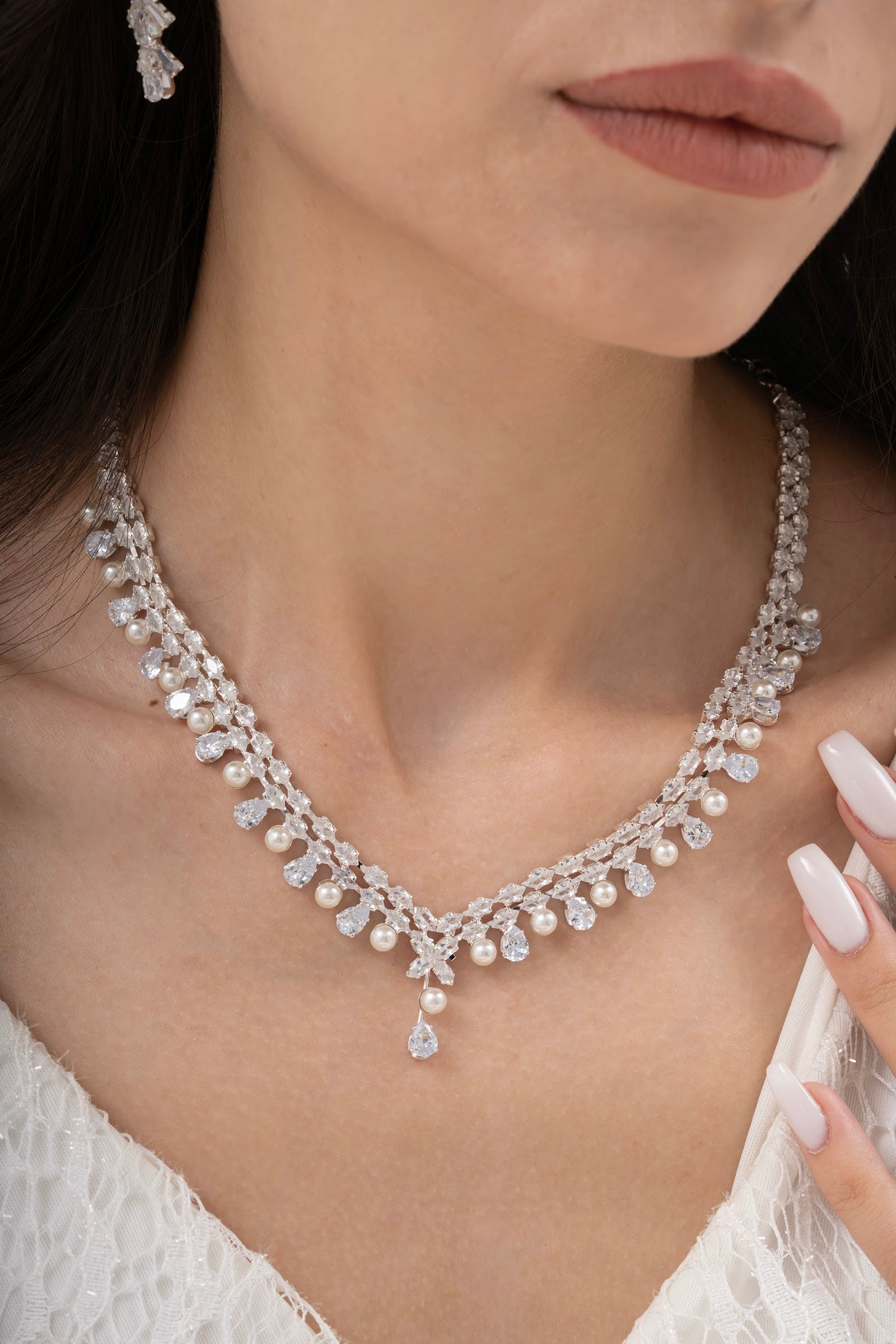 MİREL 7014 Zirkon Taşlı Gelin Seti Fashion Jewelry Set product photo 2