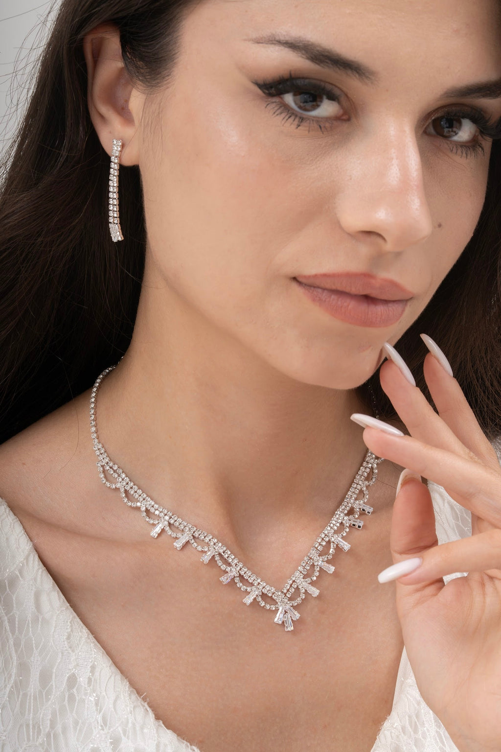 MİREL 7080 Zirkon Taşlı Gelin Seti Fashion Jewelry Set product photo 1