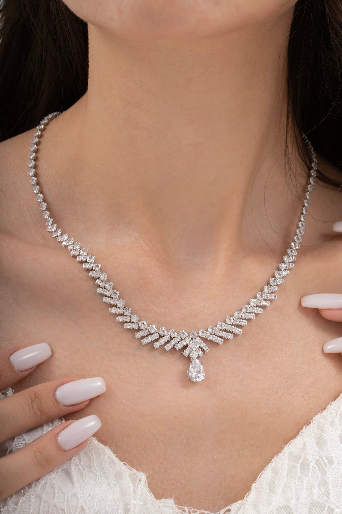 MİREL 7104 Zirkon Taşlı Gelin Seti Fashion Jewelry Set product photo 2