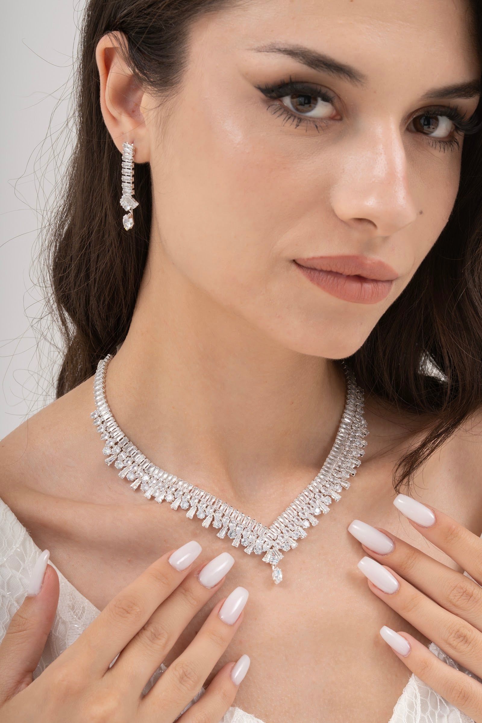 MİREL 7066 Zirkon Taşlı Gelin Seti Fashion Jewelry Set product photo 2
