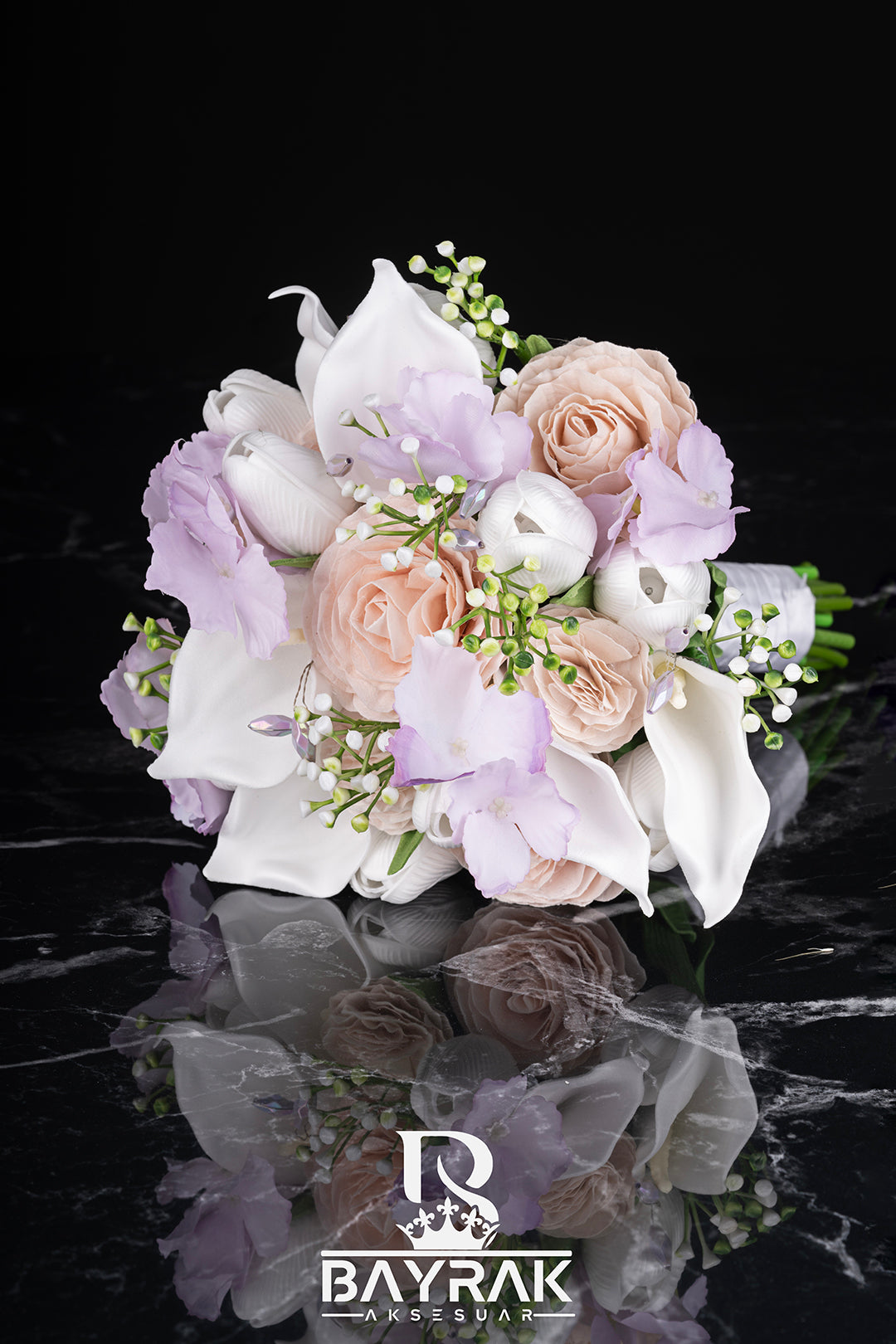 Florea -3060- Beyaz Gala & Pembe Karanfil Bridal Bouquet product photo 2